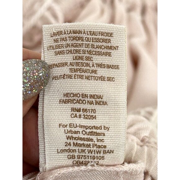 Free People. Blouse S/P Pink, Lace Tassels Balloon Long Sleeve Loose Fit Classic - Picture 10 of 16